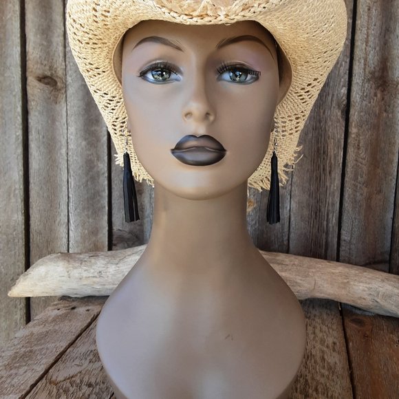 Handmade Leather Fringe Earrings - Picture 4 of 8